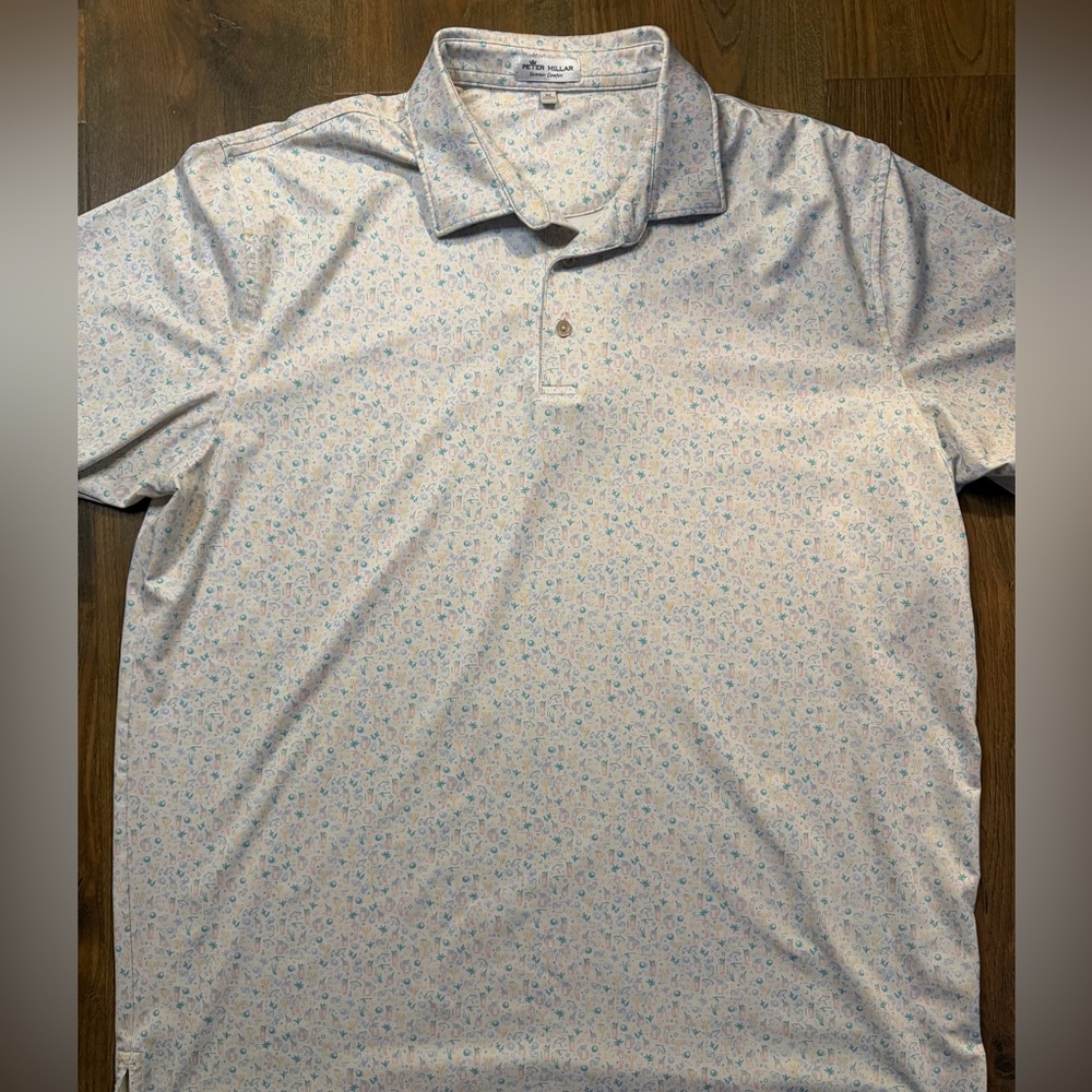 Peter Millar Men's Golf Print Polo Collared Shirt - Multicolor - Picture 2 of 4